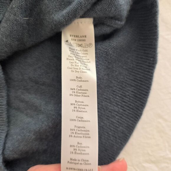 EVERLANE Blue-Gray Cashmere Crewneck Pullover Sweater Top Women's Size M - Picture 3 of 7